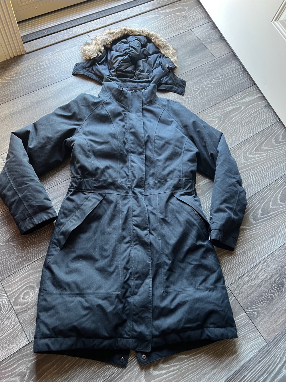 The North Face Women's Black Hooded Parka with Faux Fur Trim